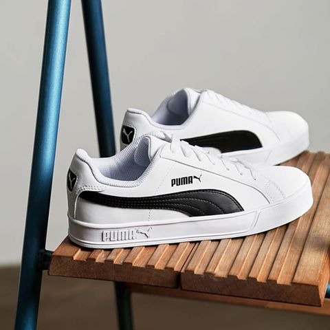 puma smash vulc white pink